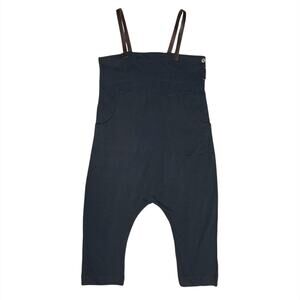 DOMI Organic Cotton Drop-Crotch Loungewear Jumpsuit Onesie Leather Straps Size S